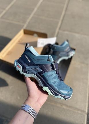 Жіночі кросівки salomon x ultra 4 gore-tex зелені трекінгові в похід водонепроникні на шнурівці