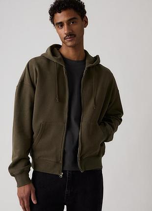 Чоловіче худі levi’s hayes boxy fit full-zip sweatshirt 005pj0006 —  щільна 100% бавовна heavyweight, вінтажне виварювання. оригінал.