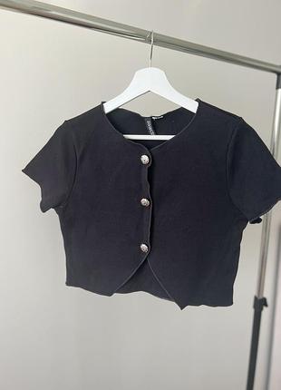 Укорочений чорний топ h&m divided 🖤