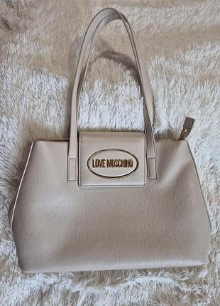 Сумка женская бежевого цвета love moschino ❤️