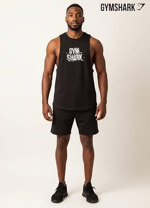 Оригинальная мужская котоновая майка gymshark размер s черная свободная безрукавка джимшарк чёрная футболка гумшарк спортивная борцовка с а1