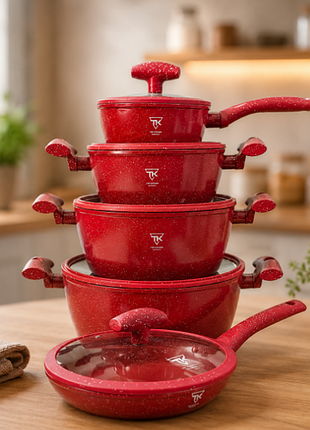 Набор посуды top kitchen tk-00100 с гранитным антипригарным покрытием 10 предметов.