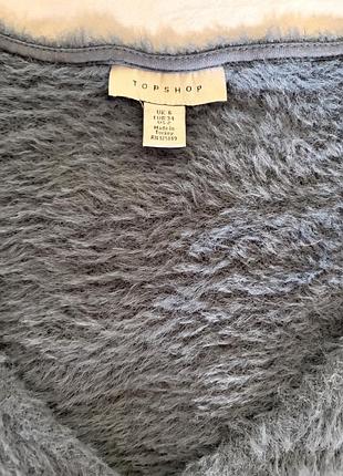Светр topshop пухнастий синьо-сірий, запáх, розмір xs/s (uk6/eur34)
