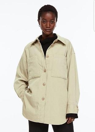 Легкая стеганая куртка рубашка оверсайз h&amp;m - xs, s, m
