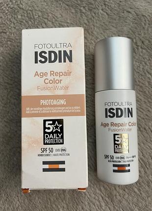 Антивіковий тонуючий сонцезахисний крем isdin age repair color spf 50, 50 ml
