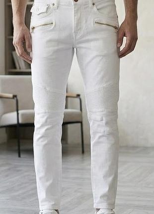 Белые джинсы true religion rocco, р. 33 (байкерский стиль)