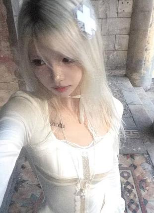 Укороченный топ y2k fairycore с кружевом в стиле lolita