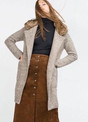 В'язане вовняне пальто кардиган zara knit