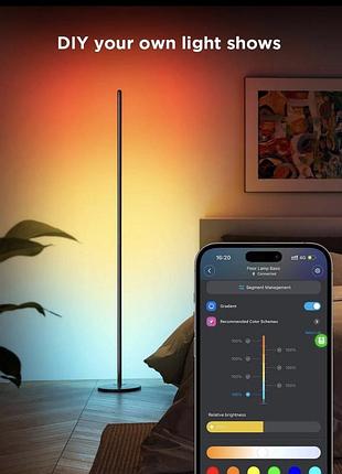 Торшер світлодіодний govee smart h8076 rgbww+rgbic+ww, wi-fi/bluetooth, 1000lm, black (h8076c13)