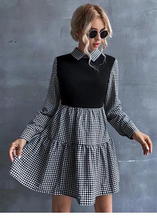 Ефектна сукня в гусячу лапку shein