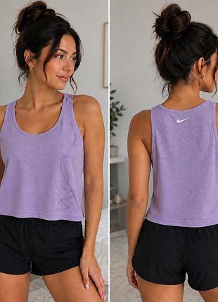Спортивна майка nike dri-fit сітчаста, бузкова, розмір m