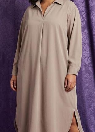 Платье рубашка миди с длинным рукавом большой размер new collection xl-4xl имталия