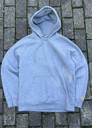 Худі carhartt wip hooded chase sweatshirt сіре оригінал розмір m