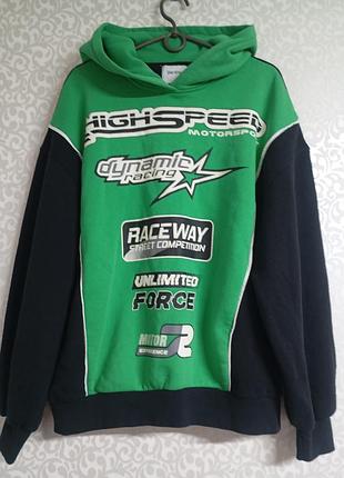 Оверсайз худи bershka в стиле motorsport (унисекс)