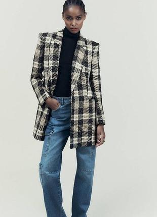 Пиджак жакет в клетку zara
