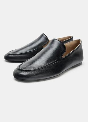 Мокасини жіночі чорні шкіряні zara new