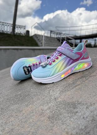 Кросівки skechers s-lights rainbow cruisers. світяться. оригінал.