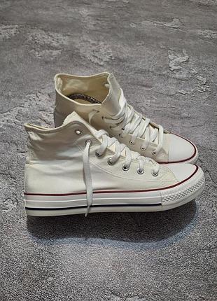 Высокие молочные кеды crane, р. 40 (стиль converse all star)