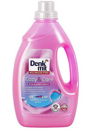 Лосьон для стирки шерстяных и деликатных тканей denkmit cozy & care, 1,5л., 30 стирок