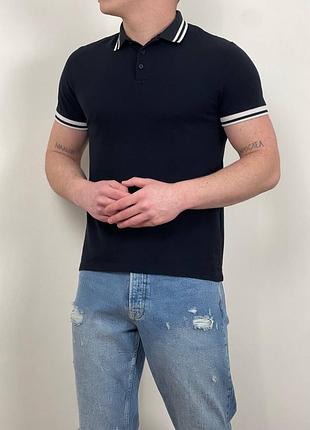 Чорне базове поло asos design, мʼяке, футболка з коміром, асос, однотонне, на ґудзиках
