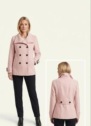 Стильное женское светлое двубортное пальто бушлат h&amp;m / короткая куртка-пальто с высоким воротником-стойка р.32