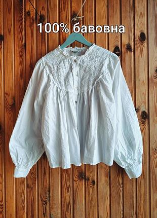 Женская хлопковая блузка topshop размер 40 м белая рубашка