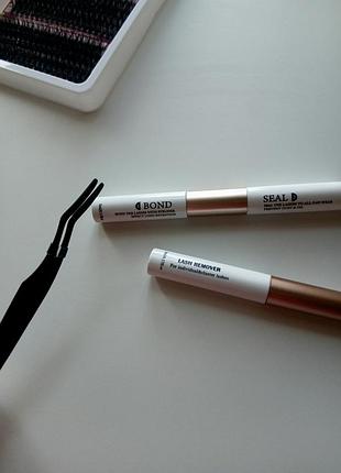 Большой стартовый набор пучковых ресниц для diy наращивания «natural curl» + клей bond &amp; seal + ремувер + пинцет 8