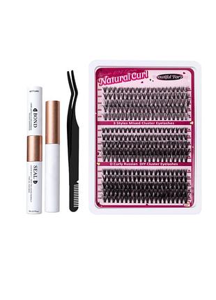 Большой стартовый набор пучковых ресниц для diy наращивания «natural curl» + клей bond &amp; seal + ремувер + пинцет 2