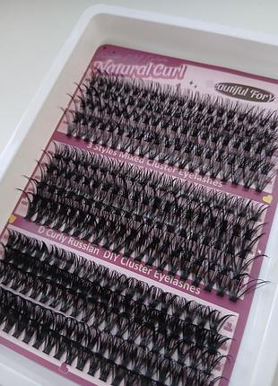 Большой стартовый набор пучковых ресниц для diy наращивания «natural curl» + клей bond &amp; seal + ремувер + пинцет 9