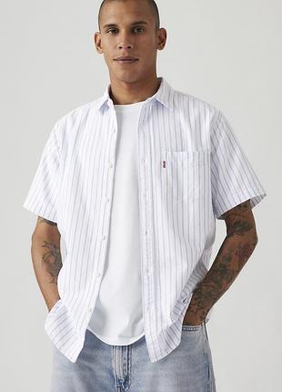 Сорочка чоловіча levi’s classic one-pocket shirt 866270239 — синьо-біла в смужку, стандартний крій, 100% бавовна. оригінал.