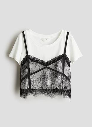 Топ футболка з мереживом h&m