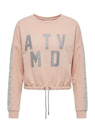 Жіночий світшот кофта оверсайз від derin life active mood з надписом рожева укорочена