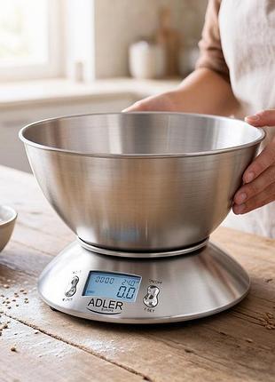 Электронные весы для продуктов с чашей adler (польша), pig