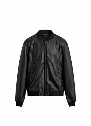 Куртка бомбер zara штучна шкіра 19882 black xxl