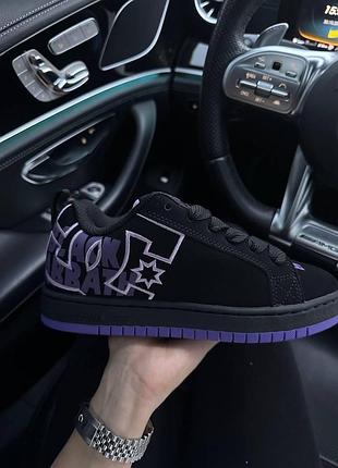 Черные кроссовки унисекс dc shoes court graffik black purple х диси 39