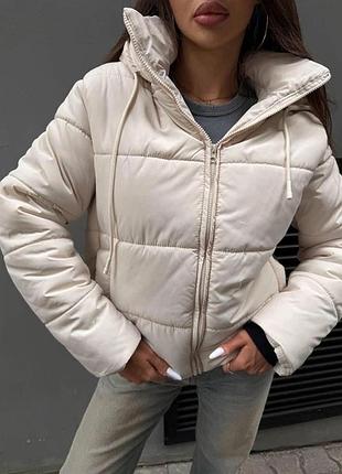 Пуховик zara, жіночий короткий з капюшоном