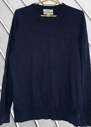 Женский темно-синий свитер m&amp;s u918 xl xxl 46 48 52 54 маркс спендер шерстяная базовая кофта 100% меринос синий свитер 54