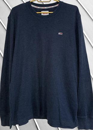 Чоловічий синій светр tommy hilfiger l 50 томмі хілфігер базова синя кофта вовняний джемпер томми хилфигер синій 50