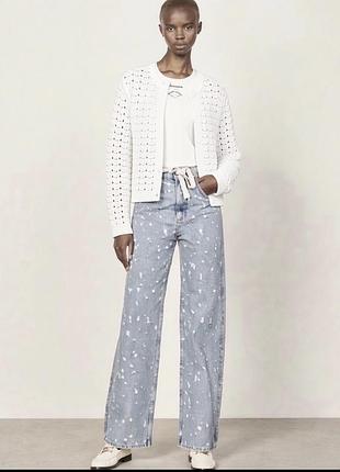 Білий ажурний кардиган (в’язаний жакет) бренду mango suit