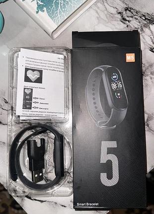 Годинник смарт smart band m5 band smart watch крокомір, фітнес браслет, чорний