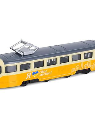 Дитяча іграшка трамвай інерційний m5660, 18,5 см жовтий