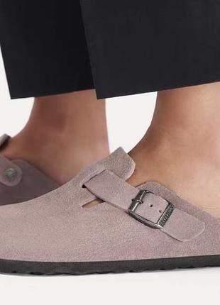 Замшевые сабо  birkenstock boston (розовые), 36 р.