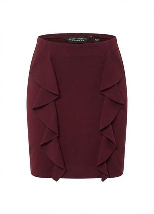 Бордовая юбка dorothy perkins с воланами, мини-юбка с рюшами винного цвета 🍷✨