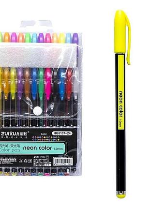 Набор гелевых ручек "neon color" hg6107-24, 24 цвета