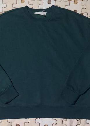 Теплий світшот оверсайз primark cares на флісі изумрудний колір (m, l, xl)