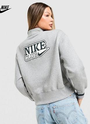 Укороченный зип-свитшот nike club fleece graphic, 1/4 zip, размер xs