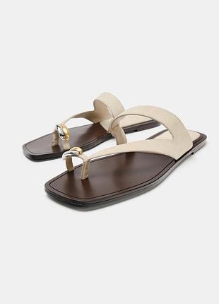 Шкіряні шльопанці zara розмір 38( 24,5 см )