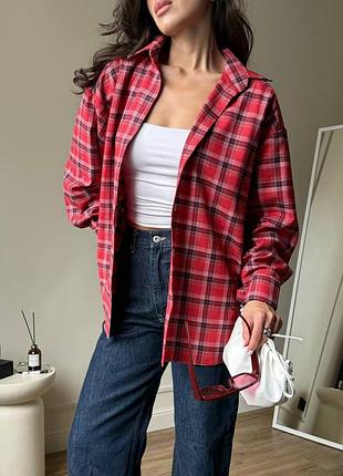 Червона картата сорочка чевровна сорочка у клітинку клетчатая рубашка красная