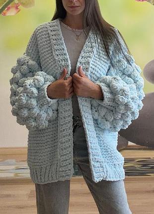Кардиган ручної вʼязки із пряжі alize puffy fine