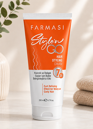 Крем для укладання кучерявого та хвилястого волосся farmasi style'n go hair styling cream 200 мл